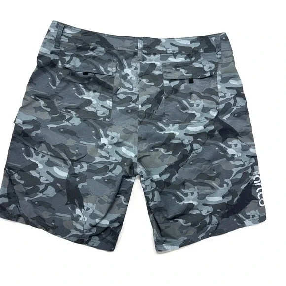 AFTCO Mens Blue Camo Ripstop Fishing Cargo Shorts Size 38 Camouflage Utility - Picture 2 of 9